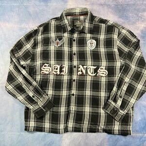 Saints Studio Men's XL Long Sleeve Flannel Shirt in Black & White Plaid